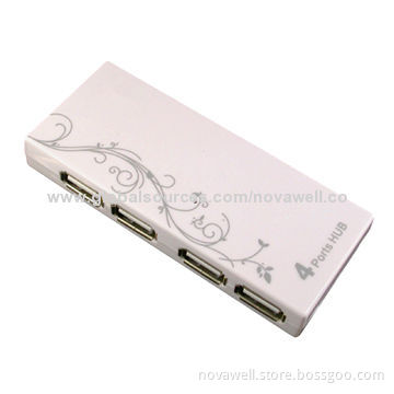 4-port USB2.0 Hub, Supports 500GB Hard Disk Without Power Adapter, Rectangle Shape, Plug-and-play